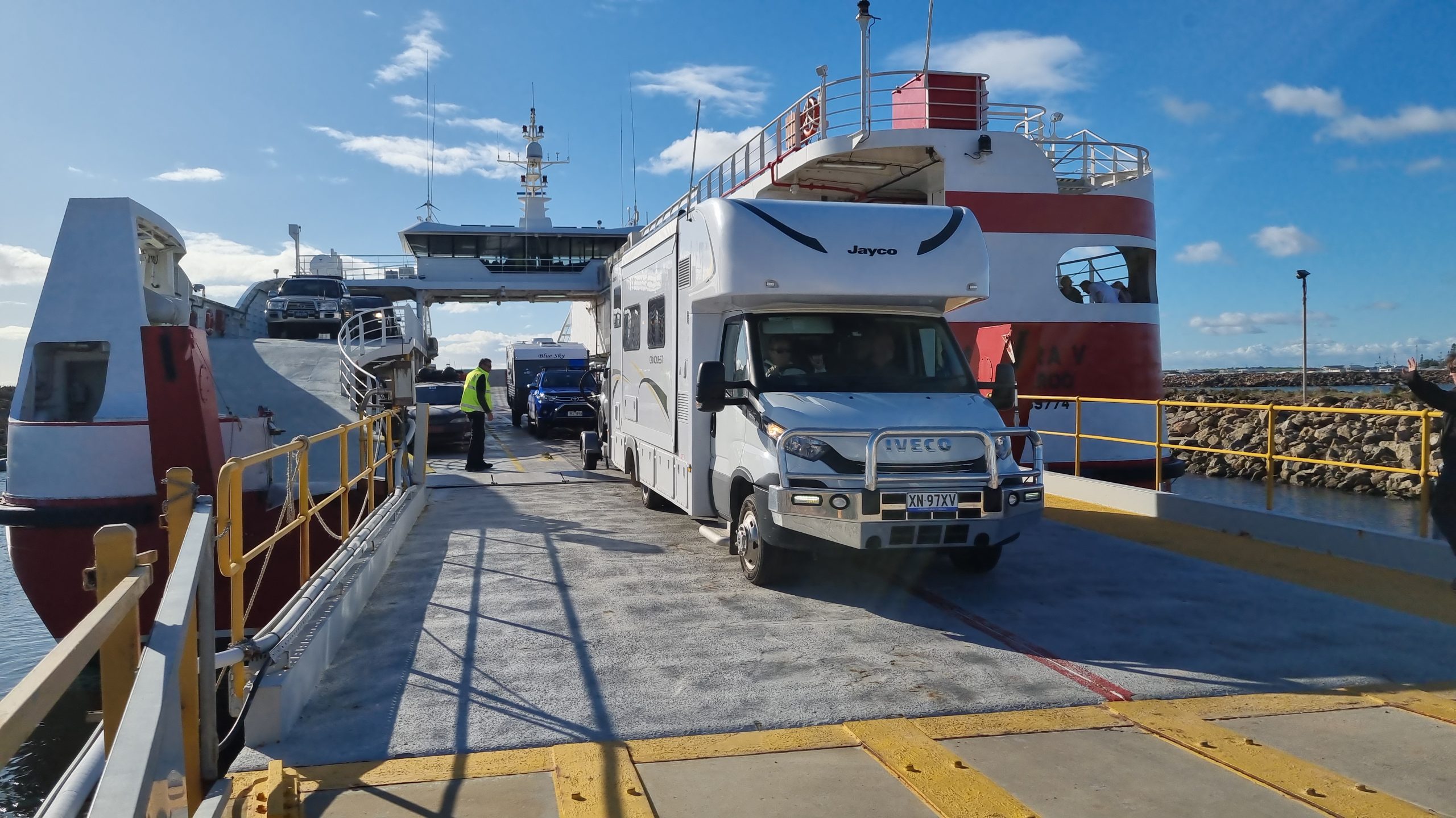 Motorhome disembarking from Spencer Gulf Searoad's Ferry Aurora V.