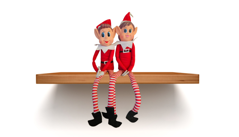 Bosun and Sailor - Elf on a Shelf sitting on a shelf with a white background.